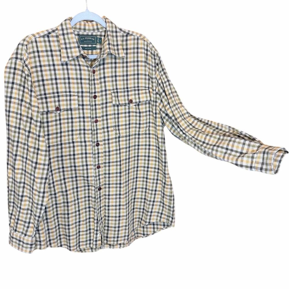 C. C. Filson Seattle Plaid flannel Cotton Button Down Shirt Mens Large Heritage